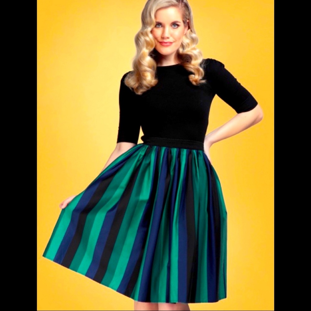 Collectif Jasmine Twilight Stripe Swing Skirt